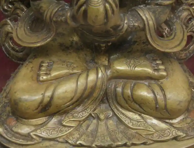 Cross on the feet of a statue, National Museum of Nepal